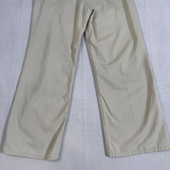 Talbots Beige Wide-Leg Relaxed Fit Cotton Chino Pants 12P (34x27) - Picture 12 of 13